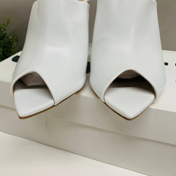Schutz Trudy Leather Open Toe Mules White $180 - Picture 3 of 9